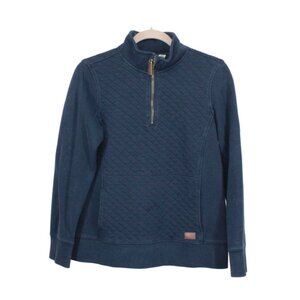 LL Bean Quilted Quarter Zip Pullover Sweater Classic Navy Size S